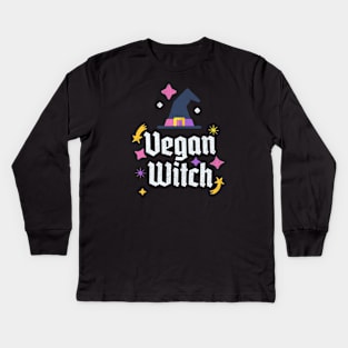 Vegan Witch, Vegan Halloween, Witchy Vegan, Funny Vegan Gifts Kids Long Sleeve T-Shirt